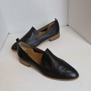 Susina Black Slip-On Leather Loafer Flats Pointed-toe Size 11